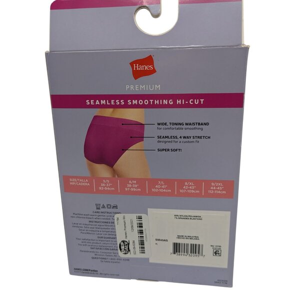 Hanes Premium Seamless Smoothing Hi-Cut Panties 3 Pack XL 8 Nude/Black - Picture 2 of 3